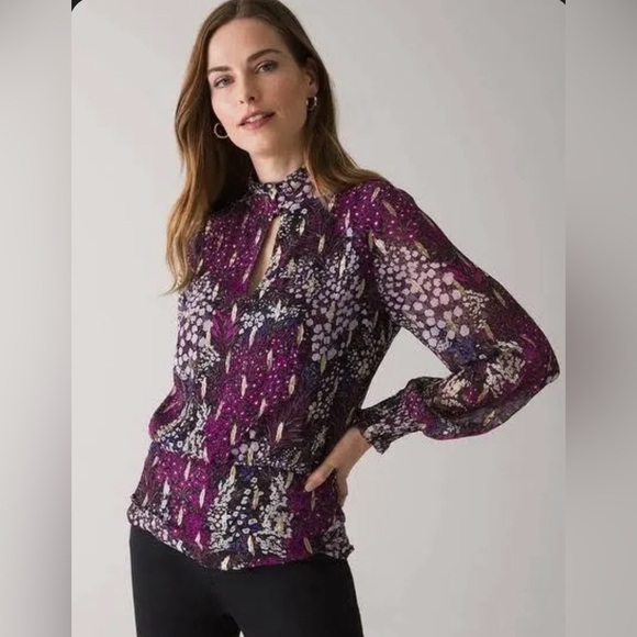 White House Black Market Tops - White House Black Market- Black w/pops of magenta and metallic.
